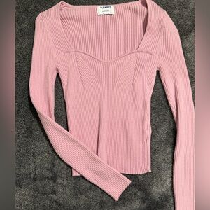 Old Navy Light Pink Ribbed Long Sleeve Top
